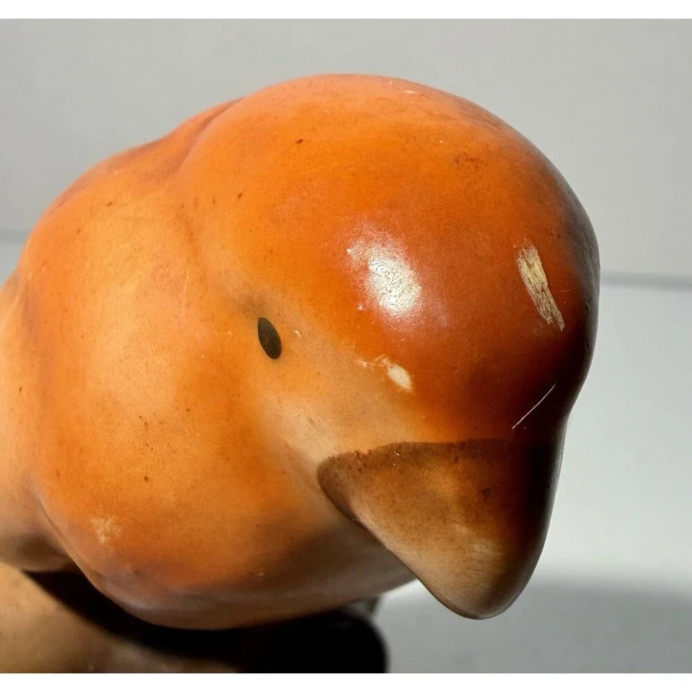 Red Czech Pottery Parrot Czechoslovakia Bird Red Dime Mark
